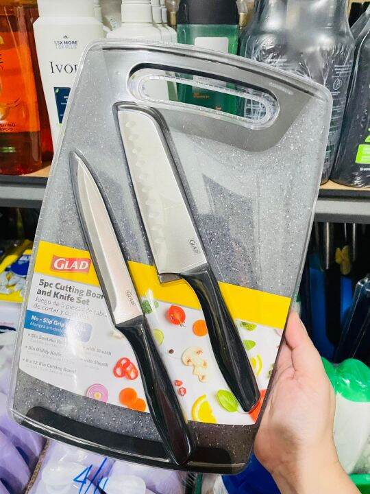 ORIGINAL Glad 5Piece Cutting Board & Knife Set Black Lazada PH
