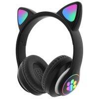 Bluetooth 5.0 Headphones, Over-Ear RGB Colorful Cat Ear Headphones for Girls