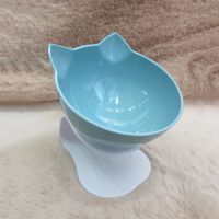 Pet Cat Bowls with Stand Non-slip Double Cat Bowl Water Food Feeder Transparent Cat Ear Shape Rounded for Puppy Dog Accessories