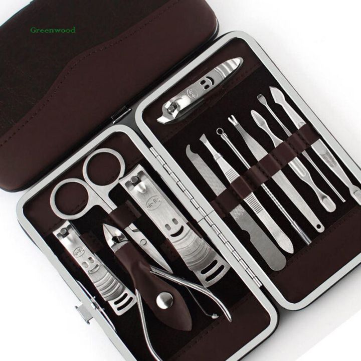 green-12pcs-manicure-pedicure-nail-care-set-nail-clippers-nipper-cutter-grooming-kit