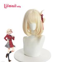 L-email Wig Synthetic Hair Anime Lycoris Recoil Nishikigi Chisato Cosplay Wig 30cm Short Light Golden Heat Resistant Wigs Wig  Hair Extensions Pads