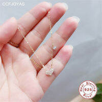 CCFJOYAS 925เงินสเตอร์ลิงชุบทอง14K ประณีต Pavé คริสตัลสร้อยคอรักขนาดเล็กผู้หญิงอารมณ์ Clavicle Chain เครื่องประดับ