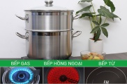 Bộ Nồi Xửng Hấp Inox Fivestar 30cm 3 Đáy Nắp Kính