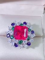 Retro Lab Diamonds Gemstones Tanzanite Emerald ruby rings Pendant Necklace Woman Wedding Jewelry Sets  Trendy Wholesale