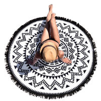 【cw】150cm Round Mandala Tapestry Wall Hanging Sandy Beach Throw Rug Blanket Travel MattresTassel Beach Mat Picnic Camping Mat ！