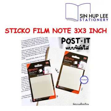 Elephant Sticko Film Sticky Note Translucent Removable Adhesive (3 x 3  Inch, 75 MM x 75 MM) (50 Sheets / Pack)