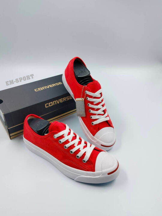 รองเท้า-converse-jack-purcell-สีแดง-รองเท้าผ้าใบ-รองเท้าผู้ชาย-ผู้หญิง-สินค้าพร้อมส่ง-อุปกรณ์ครบเซ็ต