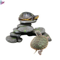 OT เรซิ่นเต่าปีนเขาแพลตฟอร์ม Bask Terrace จำลอง Cobblestone หัตถกรรมสำหรับ Aquarium Decor