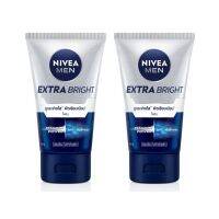 ( มีคูปองส่งฟรี / 100 มล.*2 )  นีเวีย เมน เอ็กซ์ตร้า ไบท์ โฟม 100 กรัม 2 ชิ้น NIVEA Men Extra BrightFoam 100 g. 2 Pcs