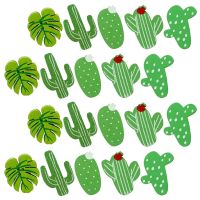 20 Pcs Palm Leaf Bulletin Board Decor Cork Push Pins Decorative Flower Thumbtacks Photo Wall Wood Cactus Clips Pins Tacks