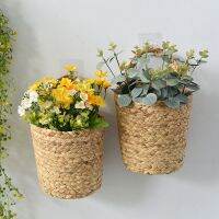 Seagrass Storage Basket Wall Hanging Flower Basket Handmade Cattail Woven Basket Home Garden Decoration Canasta De Algas Marinas