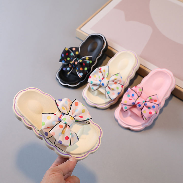baolongxin-รองเท้าแตะเด็ก-รองเท้าแตะแฟชั่น-สำหรับฤดูร้อนของเด็กผู้หญิงฉบับภาษาเกาหลีหน้าแข้งลายคันธนูกันลื่นรองเท้าแตะนุ่มเด็ก
