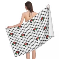 Palestinian Flag Heart Beach Towel Palestine Embroidery Soft Linen Microfiber Quick Dry Bath Towels Home Decor Travel Women Men