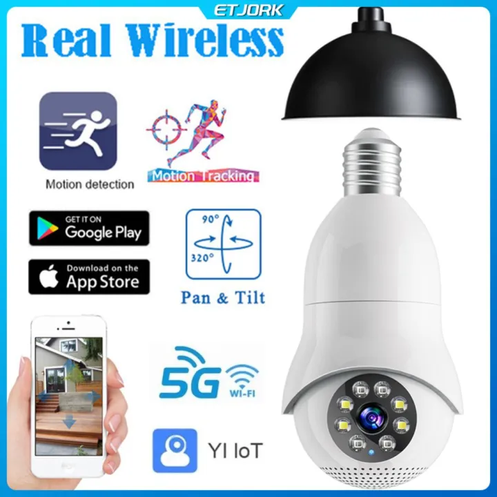 ETjork Remote Monitoring Camera CCTV E27 Bulb Full HD 1080P Automatic