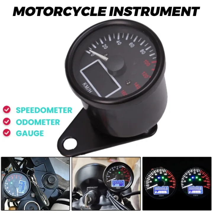 Motorcycle Speedometer Digital LCD Odometer Gauge Multi