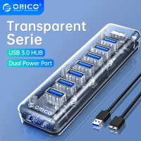 ORICO USB3.0 S Plitter USB HUB ใสหลายพอร์ตความเร็วสูง USB3.0 S Plitter กับ M Icro USB พอร์ตไฟฟ้าสำหรับแล็ปท็อปพีซีอะแดปเตอร์