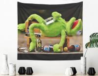 【CW】☒♠◑  Alcoholic Frog Tapestry Tapestries Meme for Bedroom Wall Hanging  College Hostel Dorm