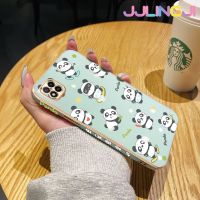 Jjlingji เคสสำหรับ Xiaomi Redmi 9c Nfc POCO C31 9 Active Redmi 10A ลายหมีแพนด้าซุกซนกรอบสี่เหลี่ยมใหม่เคสพื้นผิวชุบซิลิกาเจลนิ่มกันกระแทกเคสมือถือฝาครอบป้องกันเลนส์กล้องถ่ายรูปรวมทุกอย่าง