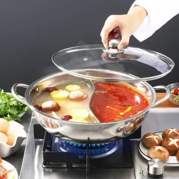 Home Kitchen Cookware Soup Cooking Pot Twin Divided Stainless Steel Pot  Hotpot Induction Cooker Gas Stove Compatible Pot