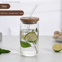 ▪ ivhefd Copo De Vidro Transparente Com E Palha Água Suco Lata Cerveja Leite Caneca Café Copos Acessórios Cozinha 470ml 550ml