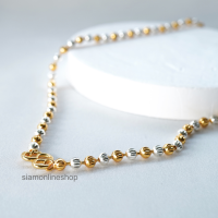 GOLD NECKLACE สร้อยคอ ชุบเศษทองคำแท้ แบบขัดเงา เม็ดกลมสองกษํตริย์ (เลือกความยาวได้) รุ่น siam-goldneckbox1500004 by siamonlineshop