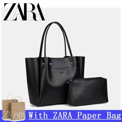 Zara กระเป๋าถือ กระเป๋าสะพายไหล่ กระเป๋าช้อปปิ้ง อเนกประสงค์ หนังนิ่ม จุของได้เยอะ เรียบง่าย สําหรับคุณแม่