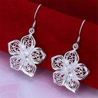 High quality silver color beautiful flower earrings hot selling fashion jewelry E035 Free shipping Christmas gifts