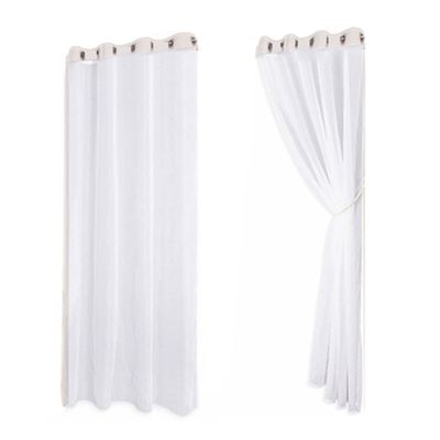 2Pcs Curtain Waterproof Garden Decoration Outdoor Sheer Curtains White Tulle Curtains Drapes Living Room 132X243Cm