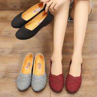 Ready StockCasual Women Kasut Perempuan Kasut Sport Breathable Mesh Canvas Versatile Casual Loafers One-Pedal Lazy Flat Canvas Versatile Casual Shoes