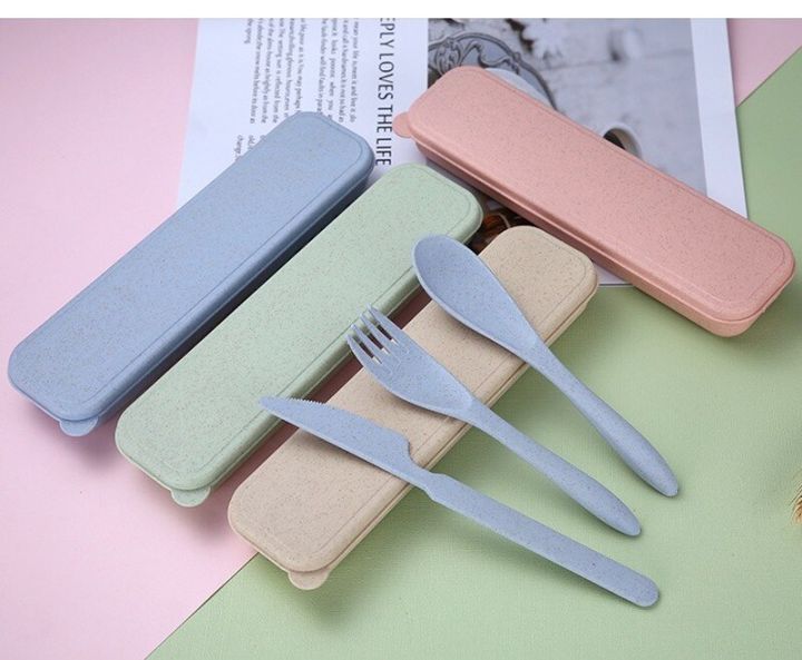 3pcsset-of-wheat-straw-environmentally-friendly-cutlery-travel-portable-spoon-fork-knife-men-and-women-cutlery-set-kitchen-tools-flatware-sets
