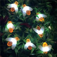 Waterproof Outdoor Cute Honey Bee LED Fairy String Lights Solar bee light Christmas Garland Lights for Garden Fence Patio