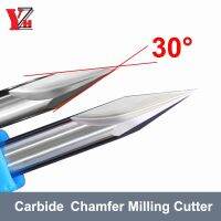 YZH คาร์ไบด์อลูมิเนียม Chamfer มิลลิ่งคัตเตอร์ 30 องศา HRC55 Countersink Chamfering Mill V Groove 2 3 Flutes 3 4 5 6 8 10 mm