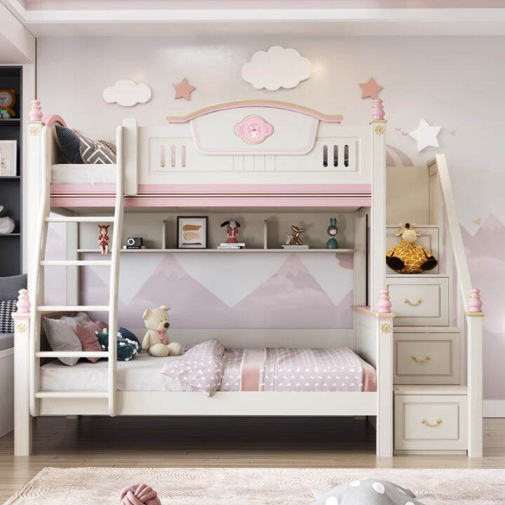 【Pre Order】Princess bunk bed up and down with stairs, girl and child