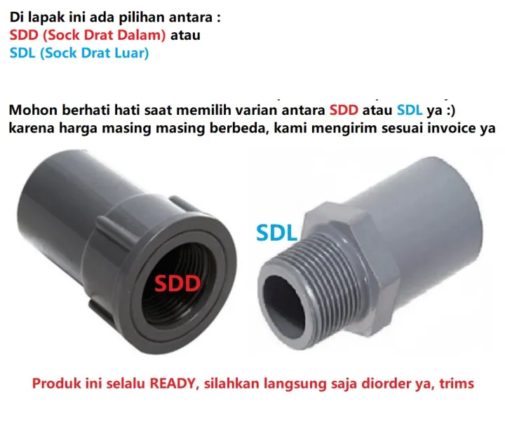 Sdd Sock Drat Dalam Sdl Sock Drat Dalam Pvc Rucika Aw Inch Faucet Socket Aw Lazada