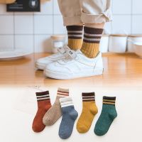 5 Pair/lot Soft Cotton Boys Girls Socks Stripe Pattern Kids Socks For Baby Boy Girl School Style Autumn Socks Children 1-9Y