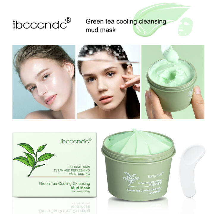ibcccndc Green Tea Cleansing Mud Mask Reduce Blackhead Oil Control Acne