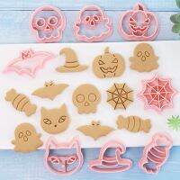 8/10Pcs Halloween Cookies Molds Pumpkin Ghost Spider Bat Biscute Resin Moulds Silicone Cookies Mold Cut Halloween Baking Tools Bread Cake  Cookie Acce