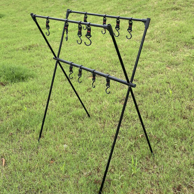 Camping Hanging Rack Aluminum Alloy Tableware Cookware Rack Outdoor Picnic Triangle Tableware Shelf Clothes Drying Hanger Mount