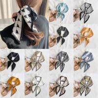 ﹍﹊☌ Polka Dot Stripe Multifunction Long Ribbon Hair Tie Narrow Long Scarf Head Scarf Headband Fashion Print Handle Bag Ribbons 2021