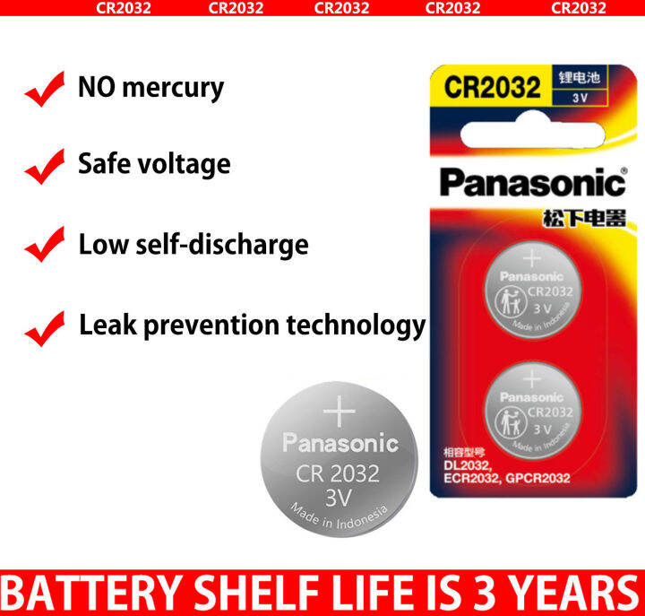 3V 220mAh Original Panasonic CR2032 DL2032 BR2032 Liion Button Battery
