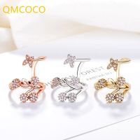 QMCOCO Silver Color Simpe Zircon Butterfly Snowflake Geometry Ring Classic Elegance For Women Fashion Jewelry Accessories