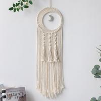 Boho Macrame บ้านสไตล์นอร์ดิกเครื่องดักฝันดวงจันทร์ของประดับตกแต่งสถานรับเลี้ยงเด็กแขวนผนังเครื่องดักฝันระฆังลมห้องเด็กทารก