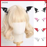 ZHEZHE 3 pairs โกธิค กิ๊บติดผมฮาโลวีน ตกแต่งหัว ชุดคอสตูม คลิปผมพังก์ ของขวัญสำหรับเด็ก ทรงปีกค้างคาว ปีศาจหูคาดศีรษะ ผู้ใหญ่เด็กๆ