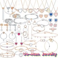【lz】✥►▪  Conjunto de jóias pingente em forma de coração cristal para mulheres colar brincos pulseira anel charme vermelho azul amor 1:1 2023