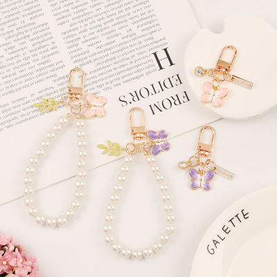 Character Keychain Pendant Creative Keychain Gift Bag Pendant Keychain Alloy Letter Pearl Pendant Cute Keychain Pendant