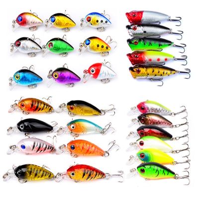 Mixed Colors Fishing Lure Kit Minnow Baits Set Wobbler Crankbaits Treble Hooks Fishing Tackle Artificial Plastic Hard Bait Kit