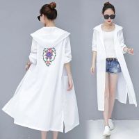 【YF】 Women Summer sun protection Jacket Long Hooded Sunscreen Coat Loose Clothing Sleeve Beach Thin Windbreaker 3XL