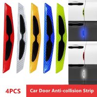 4PCS Car Door Reflective Stickers car Anti-collision Door Protector Strip Night Safety Warning Tape Anti-scratch Sticker Styling Car Door Protection