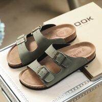 Coslony men Cork Slipper 2023 New Summer Casual Beach Double Buckle Non-slip Outside Nubuck Leather Slip on Slides for women House SlippersTH