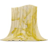 New Style Yellow Marble Pattern Flannel Throw Blanket King Queen Size Super Soft for Bed Sofa Couch Living Room Blanket Lightweight Warm